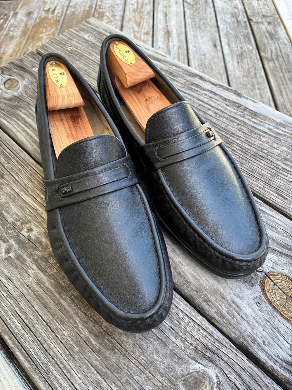 SAS Black Leather Ace Penny Loafers for Men 12M
